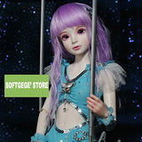 (15-16CM) BJD Doll Hair Wig 1/6 YOSD DZ DOD LUTS/3 Colors Mixed, Pink+Light-Purple + Creamy-White, Medium Hairstyle/FBE173