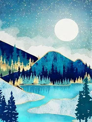 SYLANS Landscape Diamond Painting Kits for Adults Abstract Mountain Diamond/Gem Art 5D DIY Round Drill Painting with Diamonds Dots Decor Gift 12x16IN