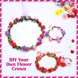 Loycyoec Flower Crowns Craft Kit for Girls, Make Your Own Flower Crown, DIY Fashion Flower Headbands Hair Wreath and Bracelets Craft, Jewelry Making Kit with Hair Accessories for Girls Gifts