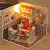 House DIY, Putars DIY Dollhouse Wooden Miniature Furniture Kit Mini Wooden Doll House with Light Best Birthday Gifts for Women and Girls Kids 11.5x11.5x12cm