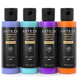 Arteza Acrylic Pouring Paint Set, 4 oz Bottles, Set of 4 Orchid Tones, High-Flow Acrylic Paint, No Mixing Needed, Paint for Pouring on: Canvas, Glass, Paper, Wood, Tile, and Stones
