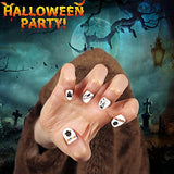TailaiMei 1500 Pcs Halloween Nail Decals Stickers, 12 Sheets Self-Adhesive DIY Nail Art Tips Stencil for Halloween Party, Include Pumpkin/Bat/Ghost/Witch etc