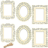 Wooden Picture Frames for Crafts, Unfinished Cutout with String (6 Pack)