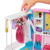 Barbie Dream Closet with Blonde Barbie Doll & 25+ Pieces, Toy Closet Expands to 2+ ft Wide & Features 10+ Storage Areas, Full-Length Mirror, Customizable Desk Space and Rotating Clothes Rack
