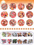 Kalolary Halloween Nail Art Sequins, 3D Skull Spider Pumpkin Bat Ghost Witch Stickers for Acrylic Nails, Halloween Wood Pulp Glitter Flakes for Nail Art Decorations