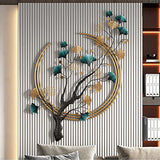 PRISIA Ginkgo Leaf Metal Art Decor 52.7 in * 32.7in 3D Metal Wall Sculpture for Living Room Porch Room Bedroom Modern Art Decor