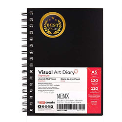 MEMX Sketch Book, 5.5”X8.5” 120 Pages (110gsm), Spiral Bound Artist Sketch Pad, Durable Acid Free Drawing Paper for Drawing, Writing, Painting, Sketching or Doodling, Warm White
