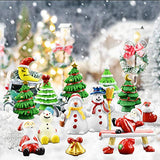 ZILONG 27PCS Christmas Miniature Ornaments DIY Fairy Dollhouse House Garden Decor White Sand, Santa Claus, Christmas Trees, Snowman, Snowflake, Sock, Bell, Bag, Moon, Bench for Holiday Decorations