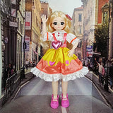 EVA BJD 1/6 28cm 12' Jointed Plastic Dolls Girl with Wig Shoes Dress Clothes Girl's Gift Toy DIY Model (Blonde)