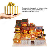 WYD Miniature Scene Chinese-Style Ancient Town Model Kit DIY Wooden Dollhouse Creative Courtyard Assembled Toy House Surprise Puzzle Gift with Dust Proof and Music