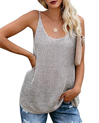 Women Oversize Scoop Neck Tank Tops Causal Sleeveless Knit Shirts Tunic Camis Loose Fashion Summer Sweater Vest Blouses Grey