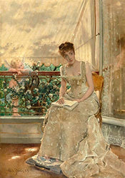 Alfred Emile Leopold Stevens La Femme et Lamour 1885 Private Collection 30" x 21" Fine Art Giclee Canvas Print (Unframed) Reproduction