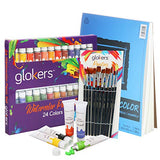 Premium Watercolor Paint Set by Glokers | Bundle with Canson XL Watercolor Pad + 24 Paint Tubes/Colors + 10 Professional Paintbrushes | Painting Art Kit for Adults, Beginners, or Advanced Students