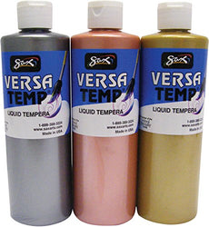 Sax Versatemp Heavy-Body Metallic Tempera Paint, 1 Pint, Assorted Colors, Set of 3