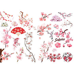 Seasonstorm Pink Sakura Cherry Blossoms Precut Decoration Album Planner Stickers Scrapbooking Diary Sticky Paper Flakes (CK091)