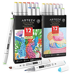 Arteza Everblend Markers Bright and Pastel Colors Bundle, Drawing Art Supplies for Artist, Hobby Painters & Beginners