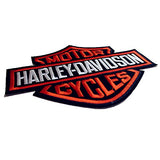 Harley Davidson Patch Orange Bar & Shield XL 7.28” x 5.59” Sew on or Iron on Embroidered DIY