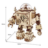 RoWood Steam Punk Music Box 3D Wooden Puzzle Craft Toy, Best Gift for Adults, Age 14+, Robot DIY Model Building Kits - Orpheus (with LED Light)