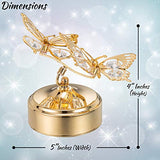 Matashi 24K Gold Plated Music Box Plays Memory with Crystal Double Butterfly Figurine Tabletop Showpiece for Living Room Gift for Musician Mother's Day Christmas Valentine's Day Housewarming Present