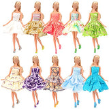 Miunana 30 pcs Doll Clothes and Accessories for 11.5 inch Girl Doll 10 pcs Fashion Mini Doll Skirt+ 10 Doll Shoes + 10 Hanger for 11.5 inch Doll Clothes Handmade Short Party Dress Costume