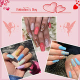 Makartt Nail Qik Gel Extension Kit, No Slip Solution Need Blue Pink Nail Builder Nail Kit Summer Gift Beauty Sets with Base Coat Top Coat All-in-One French Nail Art Design Beginner Trail Set P-97