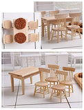 Z MAYABBO Wooden Dollhouse Furniture of Table & Chair, Miniature Dollhouse Accessories of Dining Room Accessory - 1/12 Scale