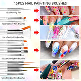 Saviland 36 Colors Gel Paint Nail Kit - Gel Nail Polish Kit Colored Nail Gel with 15pcs Painting Drawing Nail Brush for Nails DIY Nail Art Design & Nail Salon Manicure Kit