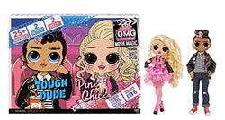 LOL Surprise OMG Movie Magic Fashion Dolls 2-Pack Tough Dude and Pink Chick with 25 Surprises Including 4 Fashion Looks, 3D Glasses, Movie Accessories and Reusable Playset - Great Gift for Ages 4+