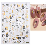 JMEOWIO 10 Sheets Gold Flower Nail Art Stickers Decals Self-Adhesive Pegatinas Uñas Line Abstract Leaf Spring Nail Supplies Nail Art Design Decoration Accessories