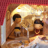 ROOMLIFE Miniature Dollhouse Mini Kit 1:24 Scale Princess Villa Dollhouse Kit DIY Little DIY Doll House Doll House Miniature House DIY Kit Mini House Building Kit for Adults