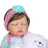 Pinky 55cm 22 inch Sleeping Soft Vinyl Silicone Doll True Looking Realistic Reborn Doll Baby Girl Eyes Closed Magnetic Mouth Dummy Xmas Gift