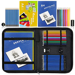 Kalour Sketching Pencil Set(34 Pack) - Includes Sketchbook - Zippered  Travel Case - Sketch Pencil,Charcoal Pencil,Blending Paper,Eraser - Art  Drawing