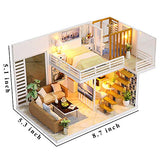 N-A DIY Miniature Dollhouse Kits Wooden Mini Doll House 1:24 Scale Creative Furniture Toys Room with Dust Cover and Music Movement(Simple and Elegant)