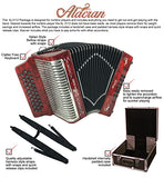 Alacran AL3112 Accordion Package: 31 Button, 12 Bass Accordion with Rigid Case and Adjustable Straps (Fa/FBE, Red Pearl)