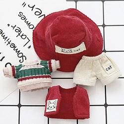 XiDonDon Obitsu 11 OB11 Size Costume Obitsu Doll 11cm Body Clothes 4 Pieces = Sweater + Pants + Vest + Hat Molly Gsc, 1/12 Bjd Doll Clothes Accessories Fashion Obitsu 11 Clothes (Red)