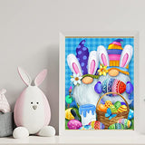 5D Diamond Painting Kits for Adults,Easter Eggs Gnome Rabbits Diamond Art with Full Tools Accessories,Diamond Painting by Number for Home Wall Decor(12x16inch)