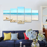 Pyradecor Sea Shells Giclee Canvas Prints Modern Seascape Artwork Landscape Pictures Paintings on Stretched and Framed Canvas Wall Art for Home Decor Extra Large