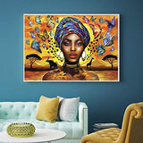 5D Diamond Painting Kits Full Drill African Beauty Painting by Diamonds Diamond Rhinestones Embroidery Cross Stitch Full Round Diamond Crystal Cross Stitch Kits for Adults 16X12 inches