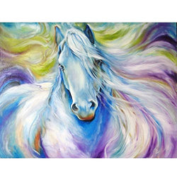 SKRYUIE DIY 5D Diamond Painting by Numbers Kits Animal, Diamond Art Color Horse Crystal Embroidery Cross Stitch Art Craft Wall Sticker Decoration Wall Decoration 12x16 inch