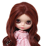 Wigs Only!The 13.78 Inch Heat Resistant Long Curls Doll Hair Burgundy Body Wavy Baby Girl Blythe Pullip Doll Wig with 9.84 Inch Ball Jointed Dolls Best Gifts and Hobby for Girls