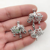 10pcs Lucky Elephant Pearl Cage Bright Silver Beads Cage Locket Pendant Jewelry Making--For