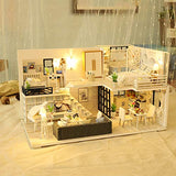 GuDoQi DIY Miniature Dollhouse Kit, Mini Dollhouse with Furnitures, Tiny House Kit Plus Music Movement, DIY Miniature Kits to Build, Great Handmade Crafts Gift Idea, Simple Life House