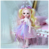 LUSHUN BJD Dolls 1/6 SD Doll 12 Inch 28 Ball Jointed Doll DIY Toys, with Colored Long Hair Ponytail, Doll Ball Jointed Dolls + Makeup + Clothes + Shoes + Wigs + Doll Accessories