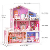 ROBOTIME Doll-House-for-Girls Kids Wooden Dollhouse for 5-Inch Dolls with Furniture and Accessories, Wood Toys Dreamy Princess Houses Christmas Birthday Gift for 3 4 5 6 7 Year Old Girls Kids Toddlers