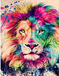 KVIDA 5D DIY Diamond Painting Kits for Adults Kids , Lion Diamond Painting Kits Full Drill Diamond Art Kits Lion Picture Arts Craft for Home Wall Art Decor 16x12in (Creative Lion)