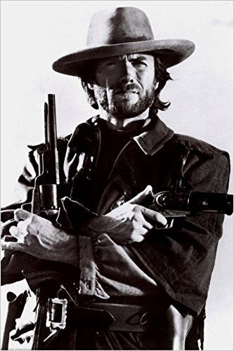 Buyartforless Clint Eastwood Guns Movie Still 36x24 Art Print Poster Black and White Photograph Western Cowboy