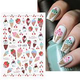 JMEOWIO 10 Sheets Cute Nail Stickers For Kids Nail Art Stickers Decals Self-Adhesive Pegatinas Uñas Cake Donut Nail Supplies Nail Art Design Decoration Accessories