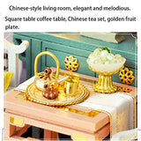 Dollhouse Miniature with Furniture,DIY 3D Wooden Doll House Kit Chinese Retro Style Plus with Dust Cover and LED,1:24 Scale Creative Room Idea Best Gift for Children Friend Lover TW36（Indigo）