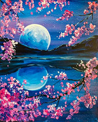 Diamond Painting Art Kits for Adults, 5D Round “Moon Reflection Cherry Tree” Diamond Art Kits for Adults, Full Drill Diamond Dots/Gem/Jewel Art Painting by Number Kits for Beginners | 12 x 16 inch