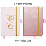 2 Pack Pocket Notebook Mini Notebooks 3.5" x 5.5", Sun Moon Small Notepad Journal with Total 288 Ruled Pages, 100 GSM Thick Paper, Hardcover Leather Journal Notebooks for work